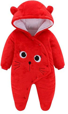 Combinaison de Neige pour Nouveau-né Mignon Manches Longues Fermeture éclair Grenouillère Pyjama Vêtements Manteau Animaux Ouverture Devant avec Bouton Body Bébé Grenouillères avec Bonnet