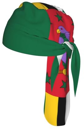 Flag of the Commonwealth of Dominica Print Head Tie Quick Drying Cycling Cap Headband Bandana, Breathable Mesh Skull Caps for Men Women Black