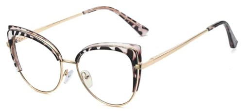 Retro Tr90 Cat Eye-glasögon för kvinnor Moderiktiga, genomskinliga glasögon för män Fjäderhängslen metallbåge