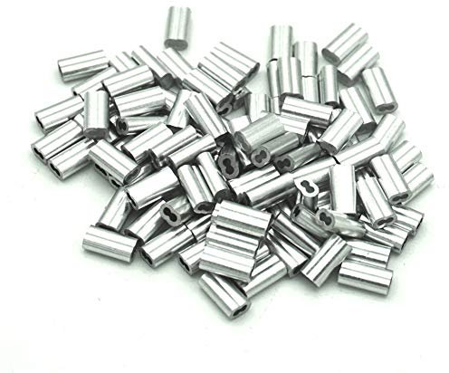 100 Stück 2,5 mm Aluminium Doppelhülsen Hülsen Crimpschlaufe Hülse für Draht Seil Seil hängen