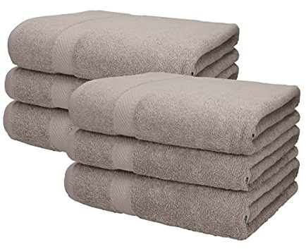 Betz 6 Stück Badetücher groß XXL Größe 100 x 200 cm Badetücher Saunatuch Palermo 100% Baumwolle Farbe Stone