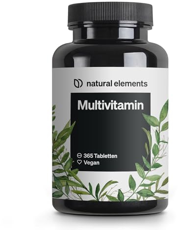 Multivitaminas – 365 comprimidos veganos – suministro anual – vitaminas A-Z, con vitamina K1 y K2 – sin aditivos innecesarios – producido en Alemania y probado en laboratorio