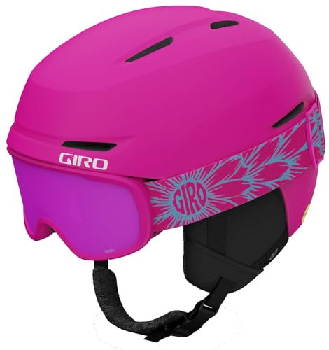 Giro Spur Combo Pack Casque de ski pour enfants, casque de planche à neige avec lunettes assorties pour jeunes, garçons et filles, rhodamine mat, taille S (52 à 55,5 cm)