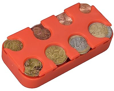 kwmobile Scatola Portamonete 8 Scomparti - Box Organizer Porta Monete a Molla - Slot x8 Monete da 1 Centesimo a 2 Euro - arancione
