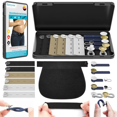 Elastische Hosenbunderweiterung, Einstellbar Knopfverlängerung für Hosen, Hosenbund Verlängerung mit Reiseetui, Hosenverlängerung für Hosen Schwangerschaft, Bundverlängerung Hosen Extender für Jeans