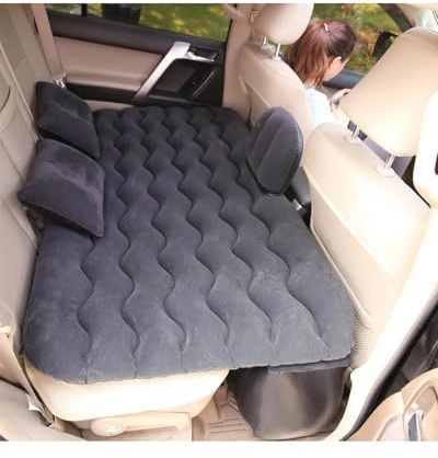 LAYYSD Car Air Inflatable Travel Mattress Bed, Universal For Back Seat, Multi Functional Sofa Pillow, Outdoor Camping Mat Cushion, Black, Large, 70x130cm