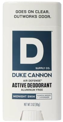 Duke Cannon Midnight Swim Aluminum-Free Deodorant for Men - Air Defense, Sandalwood + Lavender Scent, 3 oz – Long-Lasting, Clear Glide, Skin-Soothing Formula