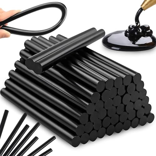 Retoo Bastoncini adesivi a caldo 46 pezzi, 11 mm x 200 mm, nero, stick di colla per pistola per colla a caldo, per fai da te e riparazioni rapide, indurimento forte e rapido, ideali per legno, metallo