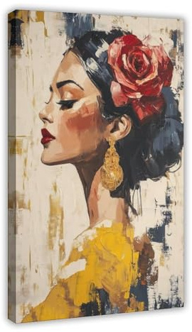 Lienzo artístico de mujer flamenca para decoración de pared, pinturas para sala de estar, dormitorio, 40 x 60 cm
