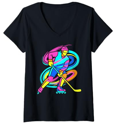 Mujer Jugador de Hockey sobre Patines Steamwave Camiseta Cuello V