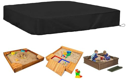 Ytterhölje för sandlåda - presenning, väder- och UV-beständig | skyddande presenning sandlåda | justerbara elastiska remmar, krokdesign, kontskydd, 200x200x20 cm, Se référer au descriptif, Se
