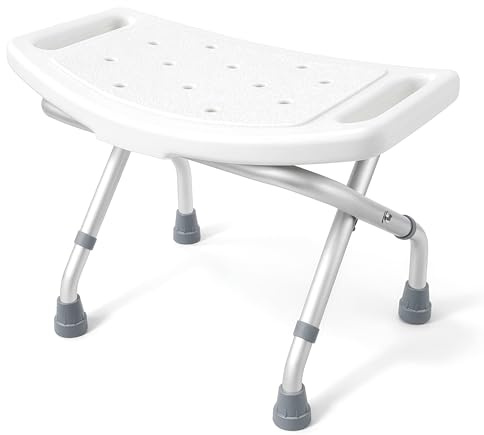 Aidapt Lightweight Folding Shower Chair – Height Adjustable Bath Seat with Non-Slip Feet & Drainage Holes – Aluminium Frame for Elderly & Disabled Users