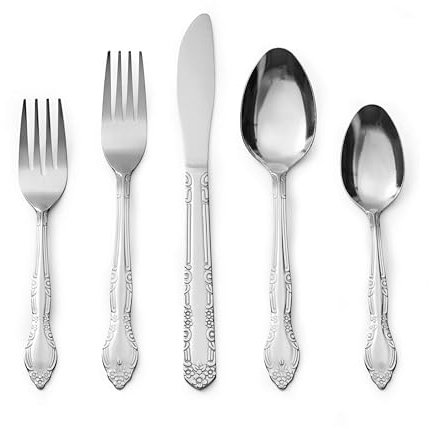 Bon Flora 20-Piece Stainless Steel Flatware Silverware Cutlery Set, Include Knife/Fork/Spoon, Dishwasher Safe, Service for 4