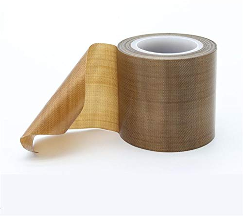 PTFE Coated Fiberglass Telfon Tape,high Temperature Tape,Drying Mechanical Conveyor Belt, Welding Sealing Tape,Teflon Tape for Vacuum Sealer Machine(Brown, 50mm x 11yards(33feet) x 0.18mm)