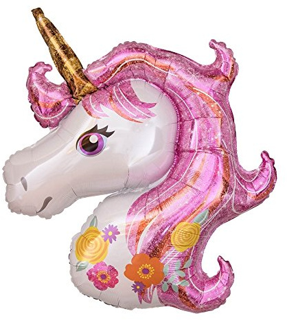 ballonfritz® Einhorn Unicorn Ballon - XXL Rose Riesenballon 90x70x20cm als Geburtstagsgeschenk, Party-Deko oder Überraschung für die Freundin