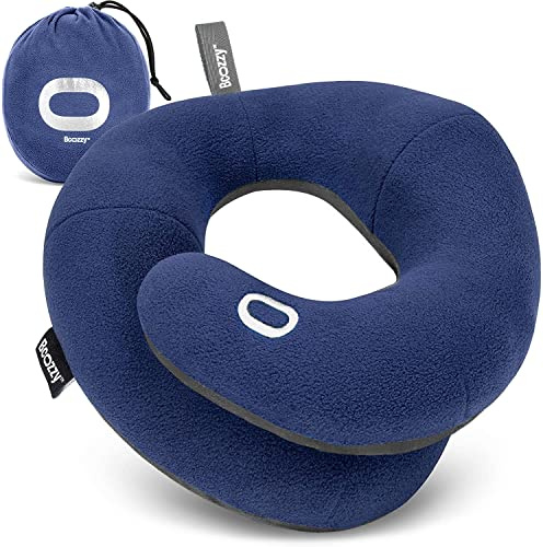 BCOZZY La Almohada para el Cuello para Viajes Brinda Doble Soporte para La Cabeza, el Cuello y La Barbilla En Cualquier Oosición para Dormir En Vuelos, Suave, Cómoda, Tamaño X-Large, Azul Marino