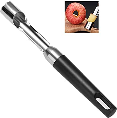 XiaZhiZhen Vide-pomme en Acier Inoxydable Vide-fruits en Acier Inoxydable - Outil Pour Vider Les Noyaux de Pomme Vide-pomme Avec Manche en PP Et Lame Dentelée en Acier Inoxydable - Noir
