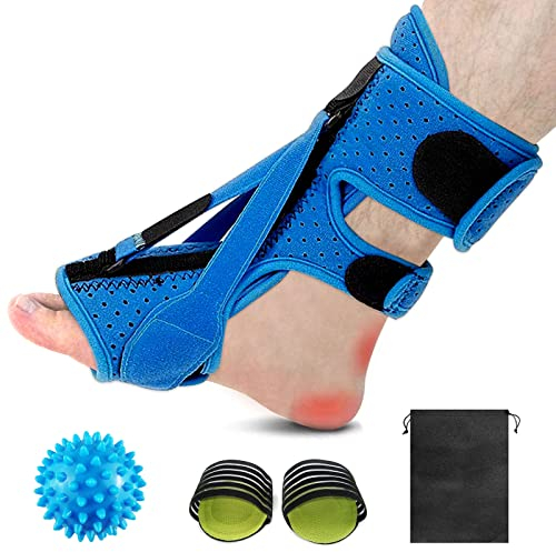Tbusingoto Plantarfasziitis Nachtschiene, Plantarfasziitis Bandage 3 Verstellbare Riemen Plantar Fasziitis Nachtschiene Relief Sprunggelenkbandage, Achillessehnenentzündung, Blu