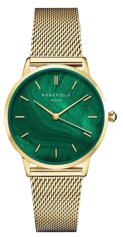 Rosefield Pearl Edit Smaragdgrün mit Smaragdgrünes Zifferblatt und 36mm Goldgehäuse PEGMG-R10 Edelstahl