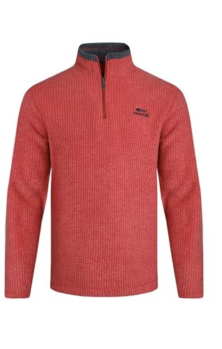 Weird Fish Newark Eco 1/4 Zip Grid Fleece Barberry Red Marl Size S