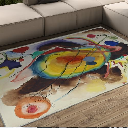 CIHCOHOME Mehrfarbiger Teppich Abstract Expressionism Stil Teppich für Wohnzimmer Haus Eingang Abstract Expressionism Weicher niederfloriger Teppich für den Innenbereich 120x240cm