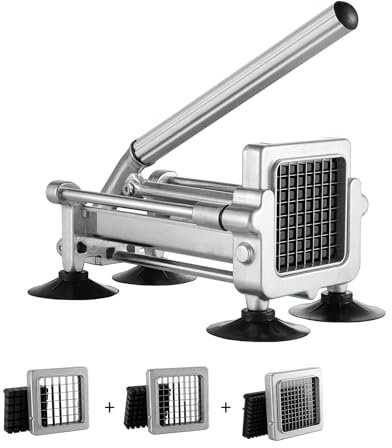 VEVOR Tagliapatatine Fritte 310 x 170 x 240 mm Tagliapatate con Lame in Acciaio Inossidabile da 12,7 mm 9,52 mm e 6,35 mm Affetta Patate e Tritatutto Manuale con Ventose, per Patatine Fritte, Verdure