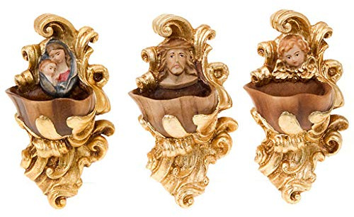 Holyart Acquasantiera Legno Dipinto, Angelo