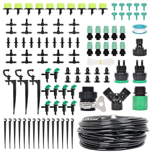 HOINCO 98FT 153 Pezzi di Kit di Irrigazione a Goccia, Kit di Sistema di Irrigazione a Goccia Sistema Automatico di Irrigazione Yard Spray Plant Sistema di Irrigazione, Adatto per Giardini, Serre.