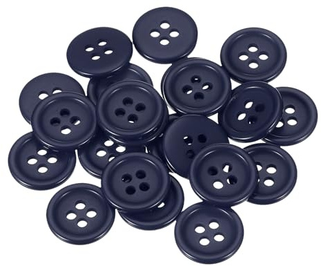 sourcing map 22 Pcs Navy Blue Resin Button, 3/5 Inch(15mm) Round 4 Holes Sewing Buttons, Small Size Flatback Button for DIY Craft Making Clothes Sewing Handmade Ornament