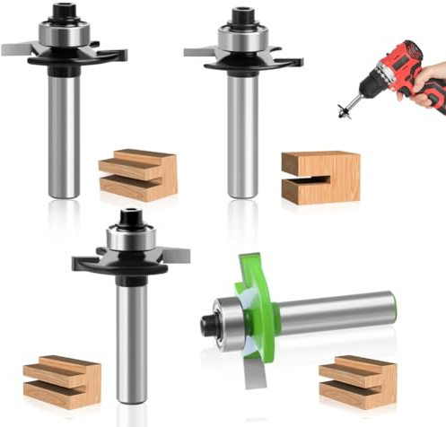 Fresa per fresa superiore, fresa a disco, fusto arrotondato, per fresa superiore 8 mm, codolo 4 pezzi 2 mm, 3 mm, 4 mm, 5 mm, con cuscinetti a sfera, accessori durevoli e affilati per utensili per la