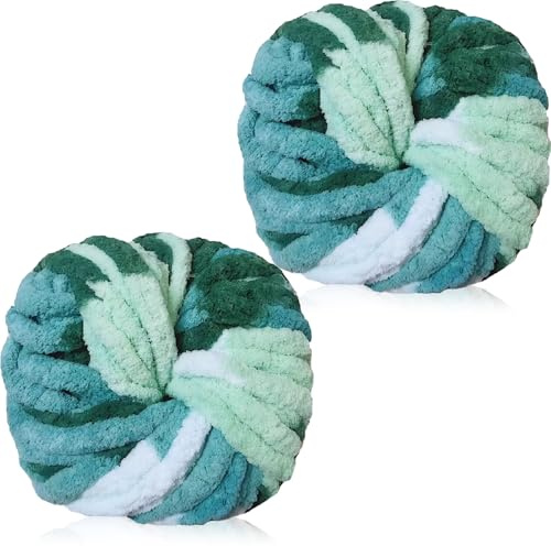 Lighterday Laine Chenille 250g x 2 Pour le Tricot fil Chenille Crochet,Coussins, Paniers Pour Animaux,Sacs,Sacs à main,Chapeaux,Casquettes et écharpes(Mer de Nuages)