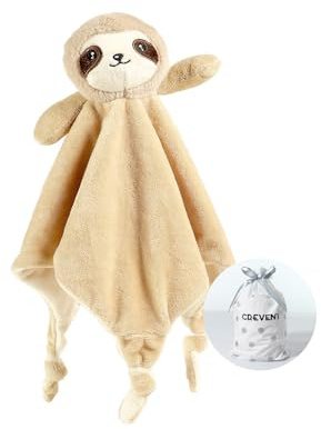 CREVENT Mantita de apego, con peluche, acogedora, para bebé, niñas y niños, cumpleaños (oso perezoso)