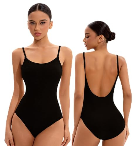NEWCHAO Women's Ballet Backless Neck Tank Leotard, Dance Camisole Leotard with Adjustable Straps for Gymnastics Bodysuit Yoga