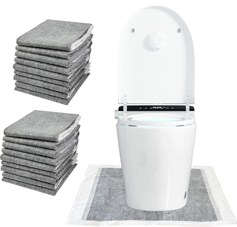 YumSur Disposable Toilet Mats Toilet Floor Protector from Urine U-Shape Training Rug Waterproof Non-Slip Bathroom Potty Training Mats Disposable Toilet Commode Mat for Children Adult (Grey 50PCS)