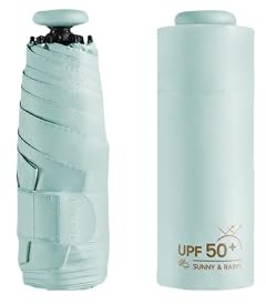 Mini Sun Travel UV Umbrella Anti UPF 50 Protection 99.9% Micro handle Coating Layer Fabric Compact/Lightweight Small Portable Backpack/Folding Purse Pocket Umbrella Rain/Blocking/Men Women Kids