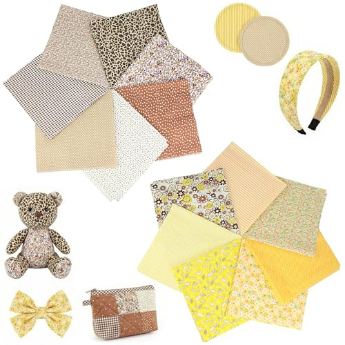 BAUCH 14 pezzi Quadratini di Stoffa 25cm x 25cm,Patchwork Cotone Tessuto,Tessuto Cotone Stoffa Patchwork,per Cucito Creativo,Artigianali