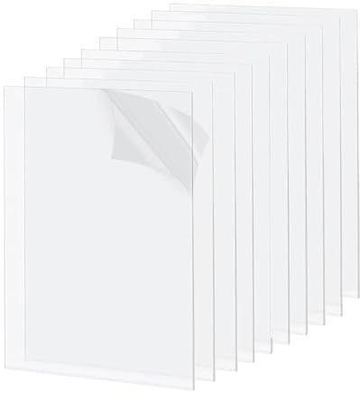 XLWLLNJ 10 Fogli Acrilici Flessibili E Facili Da Tagliare con Pellicola, per Foto, Targhette, Artigianato, Segnaletica, 15x10 Cm