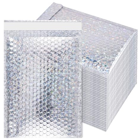 CHIHEUNG 60PCS Bubble Mailers, Metallic Foil Self Seal Padded Envelopes, Waterproof Bubble Mailer Bags for Shipping, Mailing and Packaging, 180X230mm