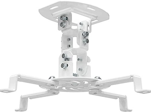 WALI Projector Ceiling Mount, Universal Low Profile Projector Mount with Retractable Arms and Multiple Adjustment Function, Mounting Holes from 2 to 12.5” (PM-002-W), White