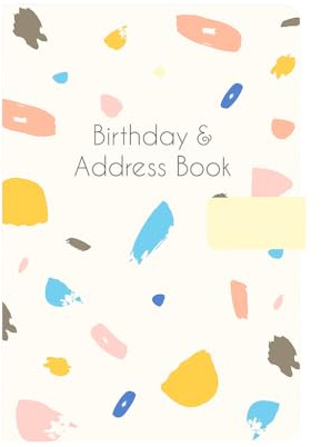 Sixstore Telephone Address & Birthday Book A-Z Index Beautiful Fabric Vintage Style Cover A5 Size Soft Padded Cover Address & Birthday Book with Magnetic Lock, Terrazzo