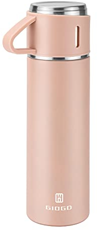Vacuum Insulated Flask 500ml/16.9oz Stainless Steel Thermo Bottle with Cup for Coffee Water Hot and Cold Drink Flasks.(Pink,Single)