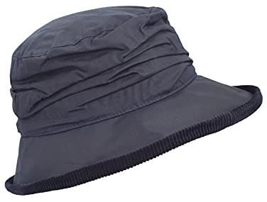 WALKER AND HAWKES - Womens Olive British Millerain Waxed Cotton Diana Country Hat - Navy - M/L (58cm/59cm)