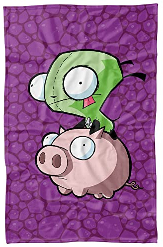 LOGOVISION Invader Zim Blanket, 36x58 Pig Riding Fleece Blanket