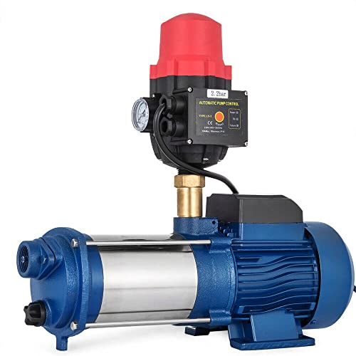 Edelstahl Kreiselpumpe Hauswasserwerk Gartenpumpe Mit Druckschalter Centrifugal Selbstansaugend Drucksch Wasserversorgung GartenbewäSserung Wasserpumpe Strahlpumpe Edelstah Pumpe Blau 2500W