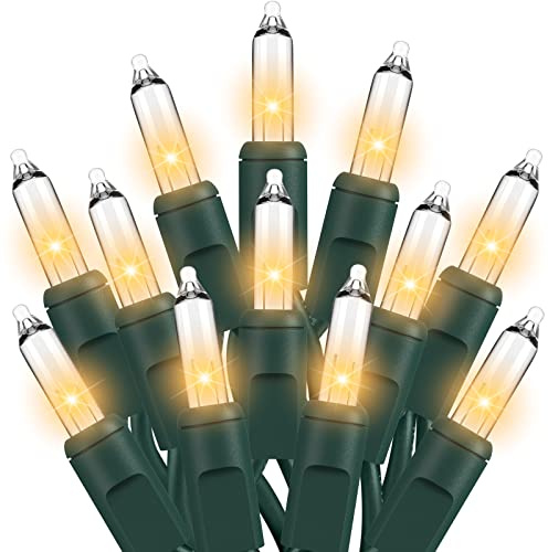 Dirnun Christmas Lights Clear White 100 Count Incandescent Lights UL Certified Connectable Christmas Tree Lights with Green Wires for Indoor Outdoor Xmas, Wedding, Holiday, Party, Home Decorations