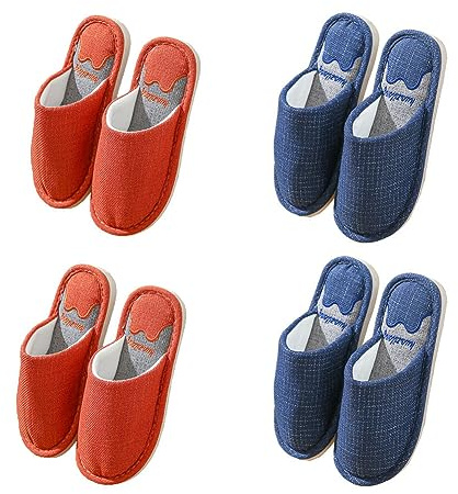 Teceyfeet 4 Paires Chaussons Invités lot Hiver Pantoufles Femmes Chaussons de Maison Lavables Slippers Hôtel Pantoufles Confortable Slippers Homme Chausson Intérieur Slippers