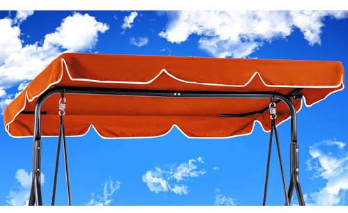 Columpio de jardín 210 x 145 cm, impermeable, resistente al viento, duradero, resistente a los desgarros, paño de poliéster anti-UV y al polvo (210 x 145 cm, naranja)