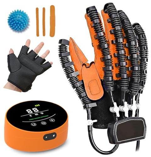 XNKLPY Guanti Robot per Riabilitazione delle Mani, Mano Fisioterapia Attrezzi per Ictus Emiplegia, Guanti per Artrite Protezione per Tutore per Raddrizzare Le Dita(Size:XXL Destro,Color:Arancione)