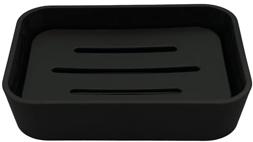 PARSA Beauty Seifenschale schwarz – rutschfeste Seifenablage mit Rubber Finish – stilvolles & Zeitloses Design für Bad, Dusche & Küche – sichere Ablage für Feste Seife in jedem Zuhause