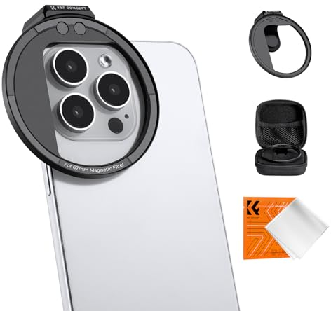 K&F Concept 67mm Clip-on Magnético Filtro Adaptador para Teléfono,Anillo Adaptador Magnético para Filtros Teléfono Móvil con Clip Compatible con iPhone 16 15 Pro MAX 14 13 12 11(NO Filtro INCLUYIDO)